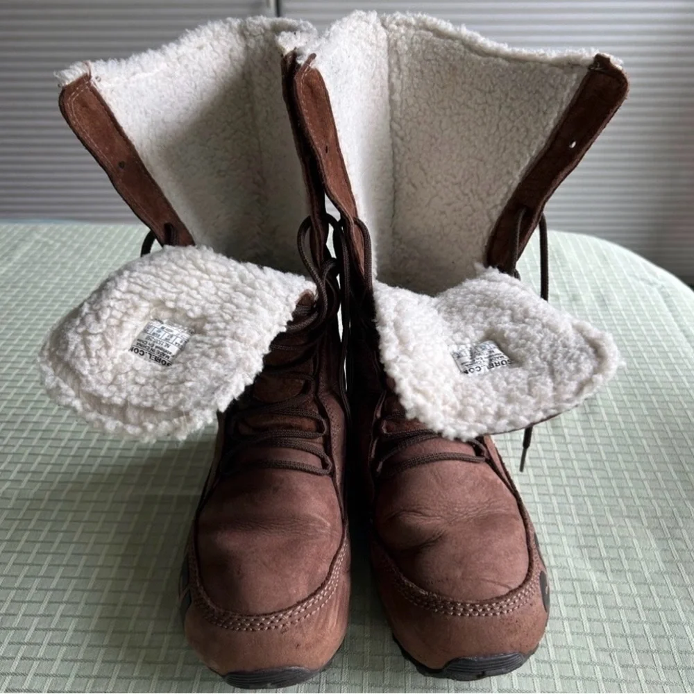 Sorel brown lace-up winter boots women's 8 - Picture 15 of 16